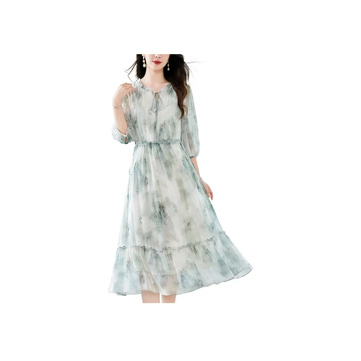 To The West Long Sleeved Dress Women's Green