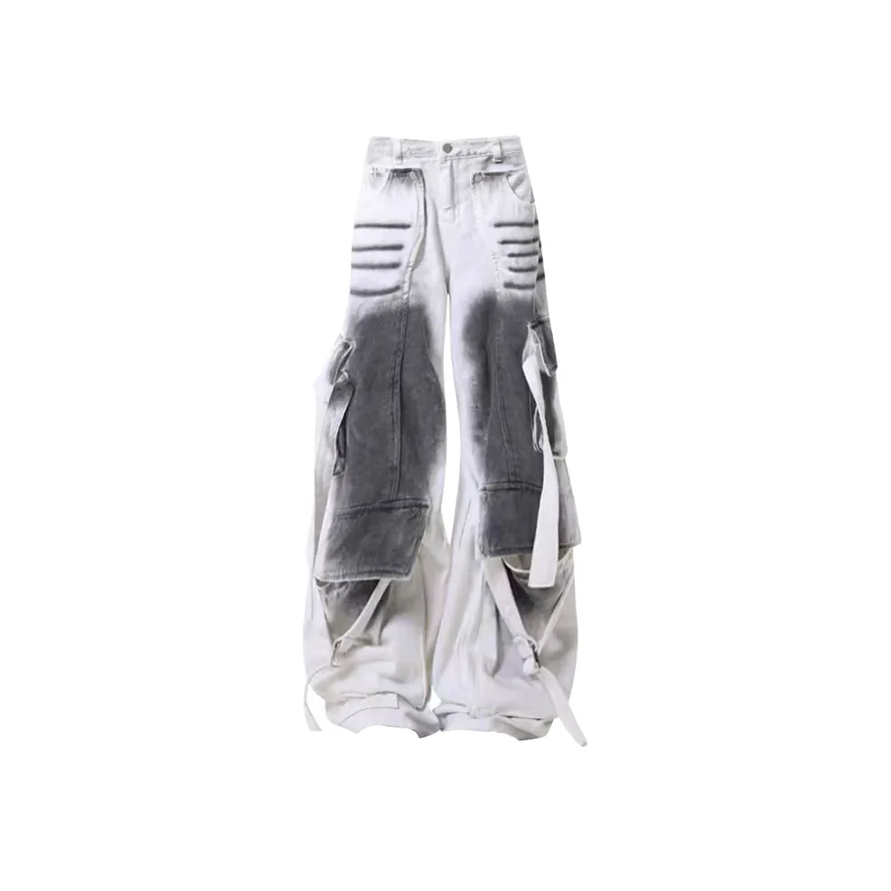 MARTHENAUT Серый белый Dirty Кружево Вверх Унисекс Джинсы