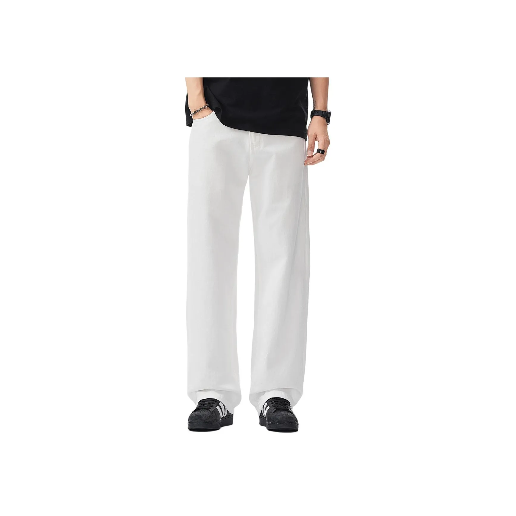 Izzue Cotton Natural White Unisex Jeans Izzue Хлопок Натуральный Белый Унисекс Джинсы