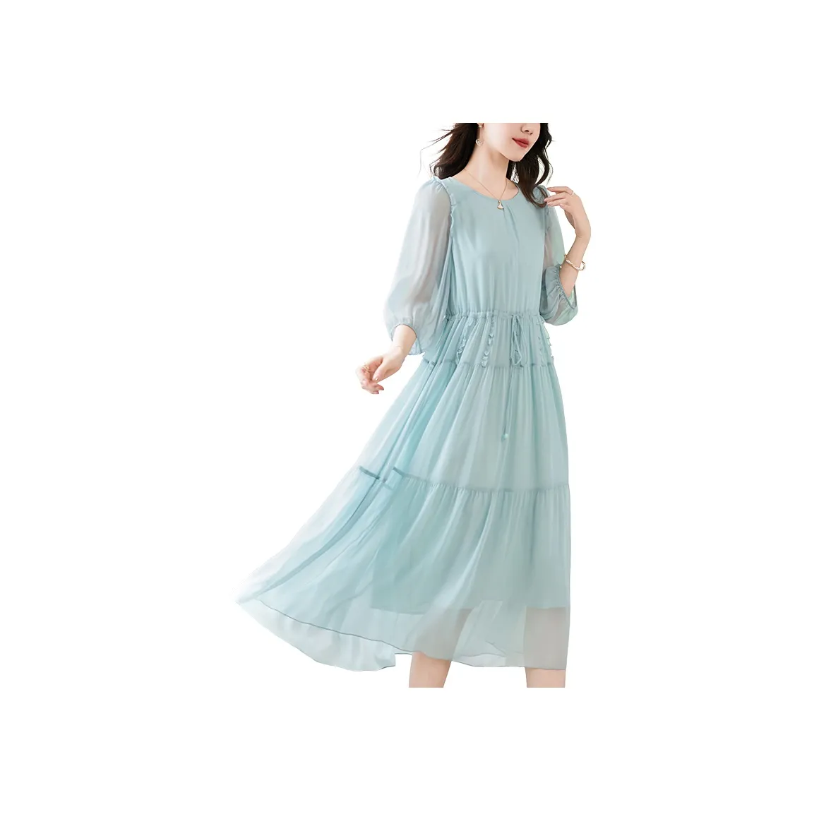 To The West Long Sleeved Dress Women's Haze Blue