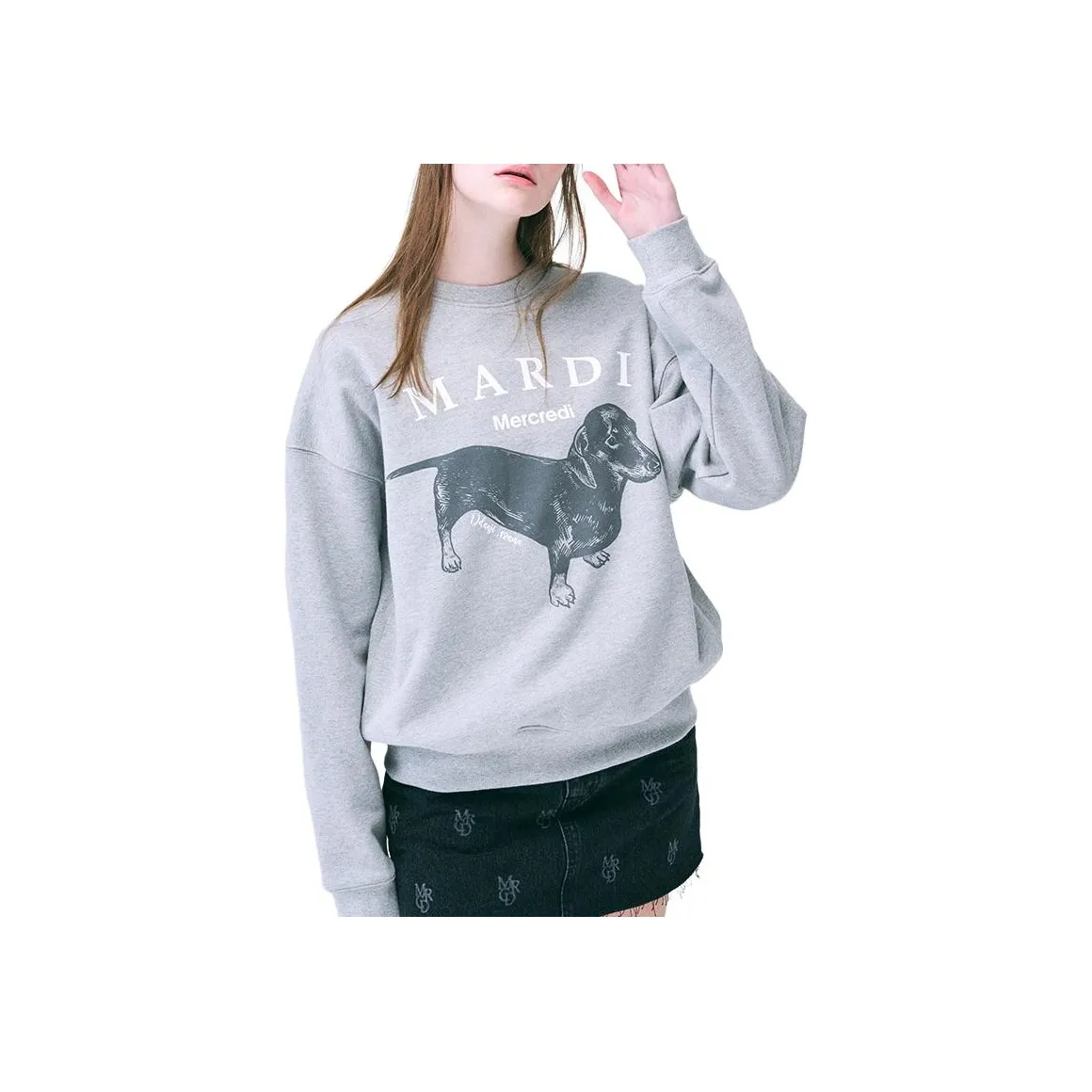 MARDI MERCREDI Dachshund Puppy FW24 Свитшот DDANJI_GREY Белый Свитшот Женские Серый белый
