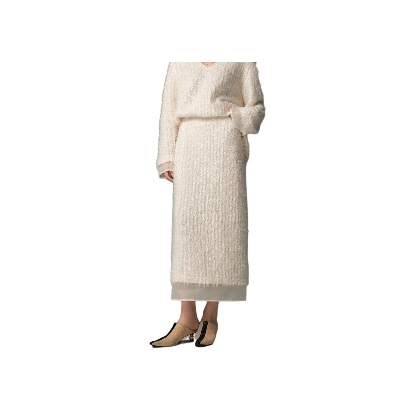 SHUXI Повседневный Длинный Юбка Женская Радужный Белый