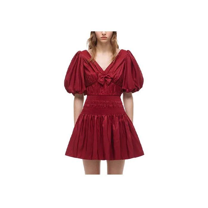 Self portrait FW21 Short Sleeved Dress Women's Dark Burgundy