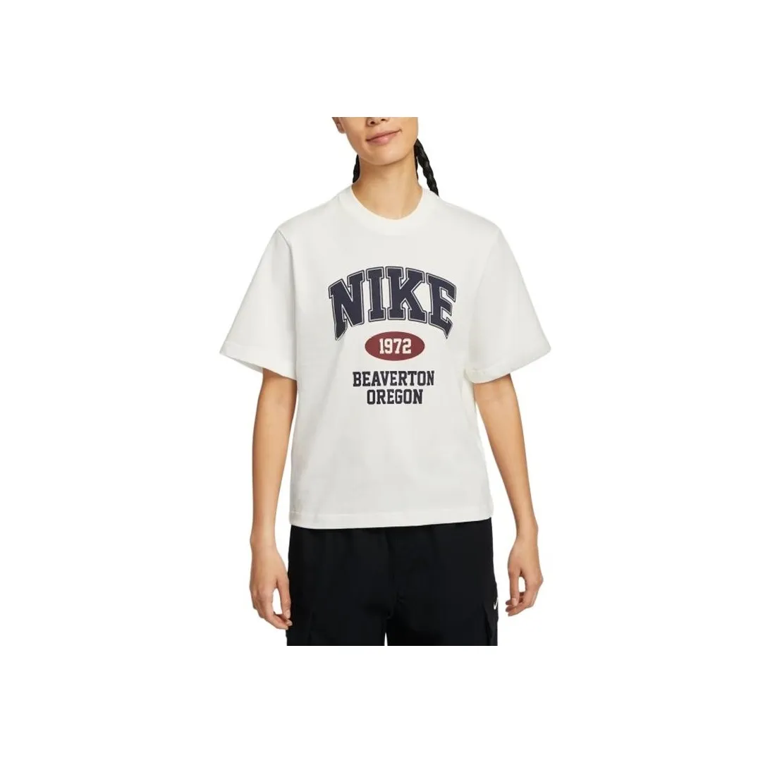 Nike Sportswear Drop Shoulder Sleeve T Shirt Women's White