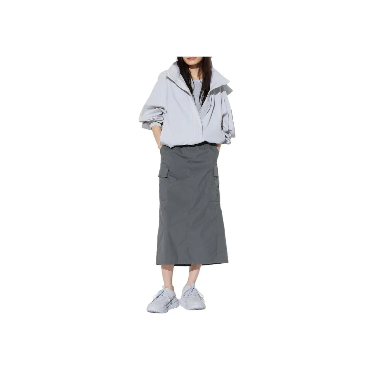 UNIQLO Casual Long Skirt Women's Asphalt Gray