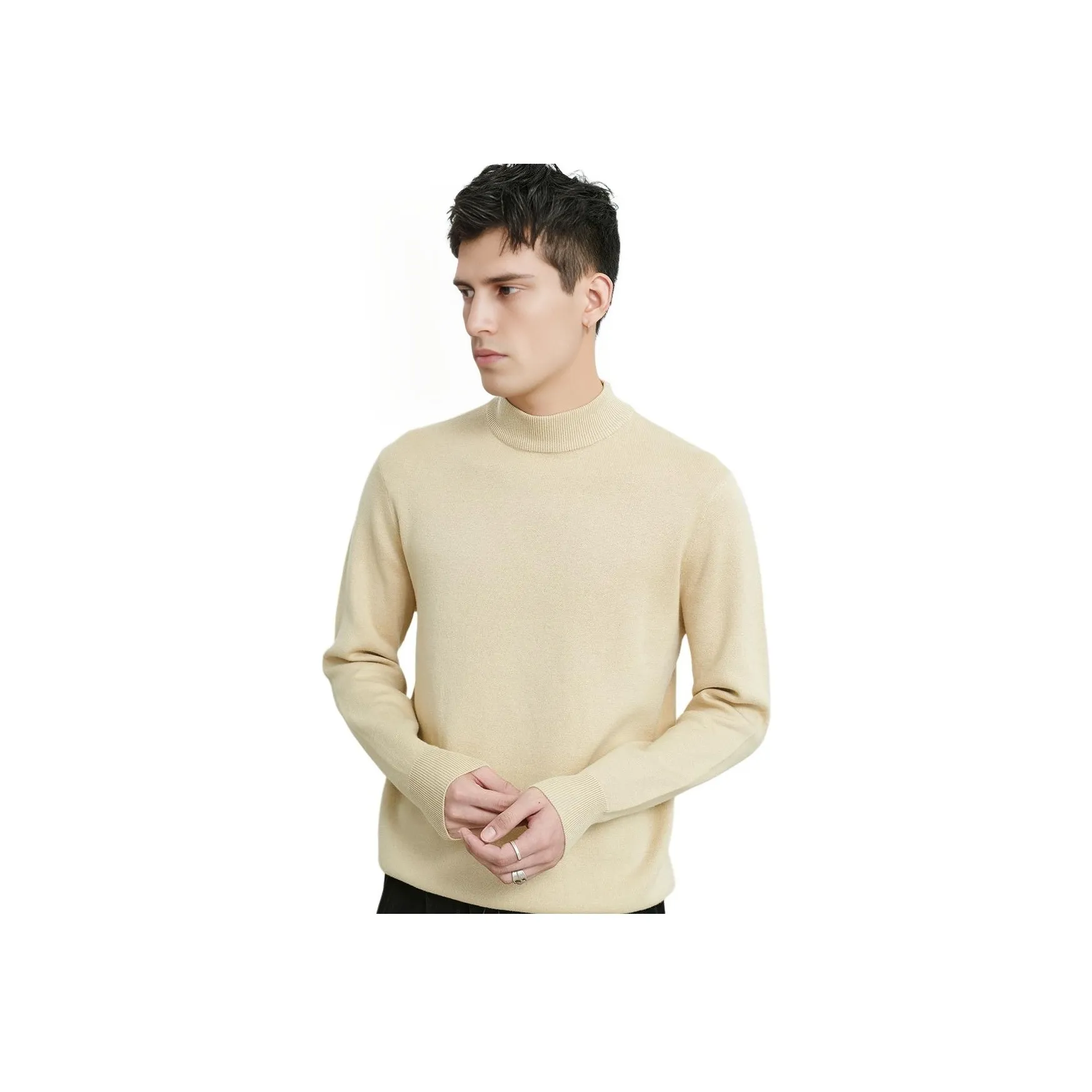 A.B.X Acrylic Cotton Stretch Half Turtleneck Sweater Unisex