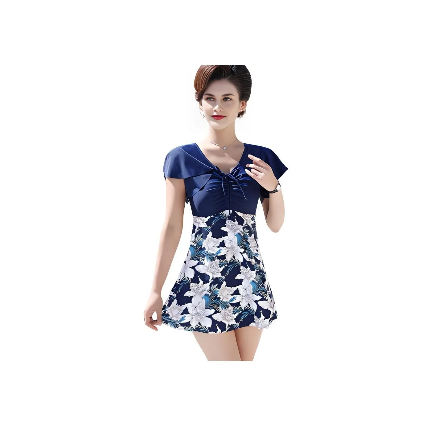 Youyou One Piece Swimsuits Women's Elegant Navy Blue