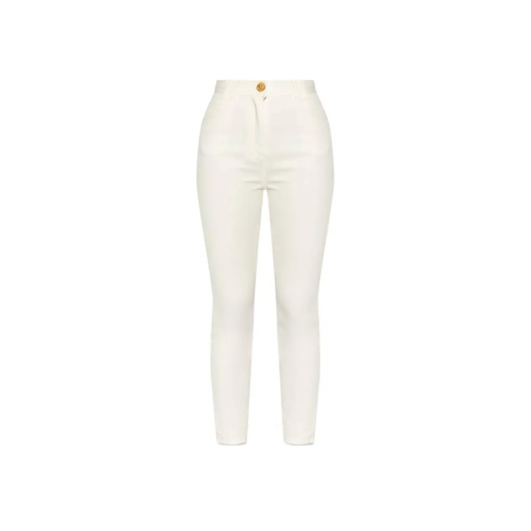 BALMAIN Logo Plaque High Waisted Skinny Jeans