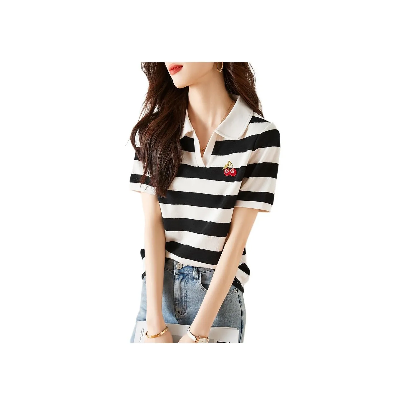 The Temptation Of The Muse Regular T Shirt Women's Black White Stripes