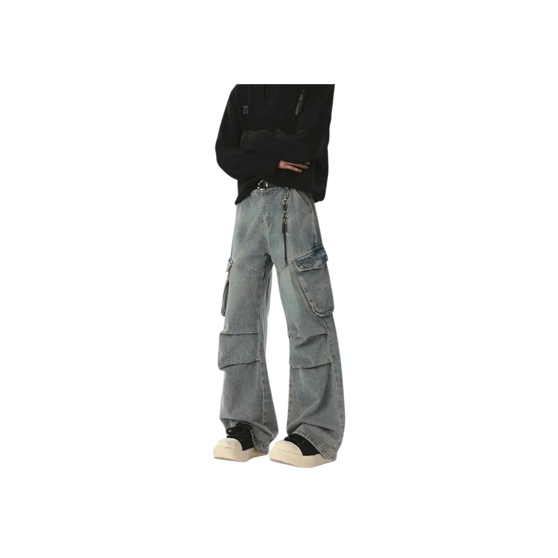 EOOVEN Jeans Unisex Vintage Blue