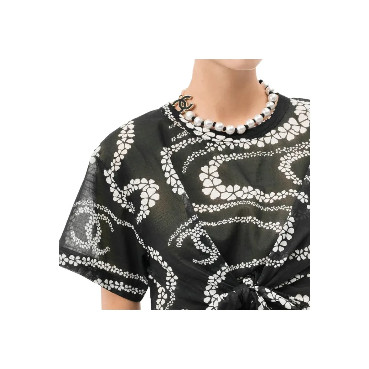 CHANEL Crop Top Women's Black White