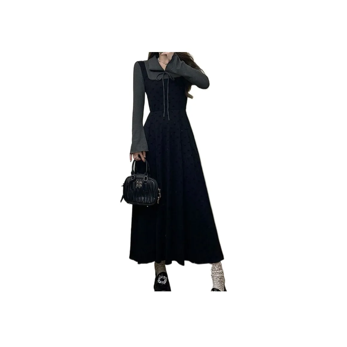 Lan Miao Длинное платье с длинными рукавами женское