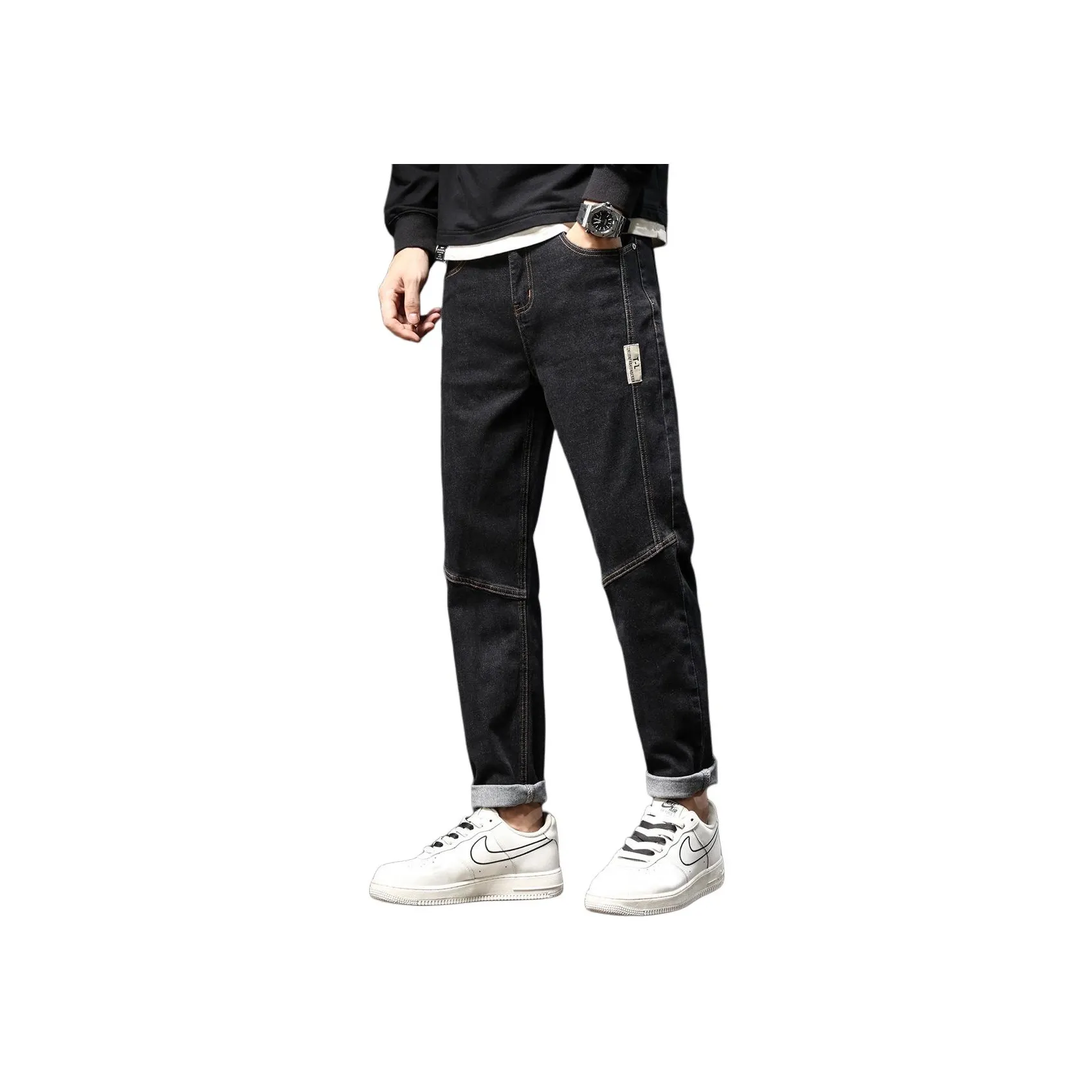 Tonlion Черные Унисекс Джинсы