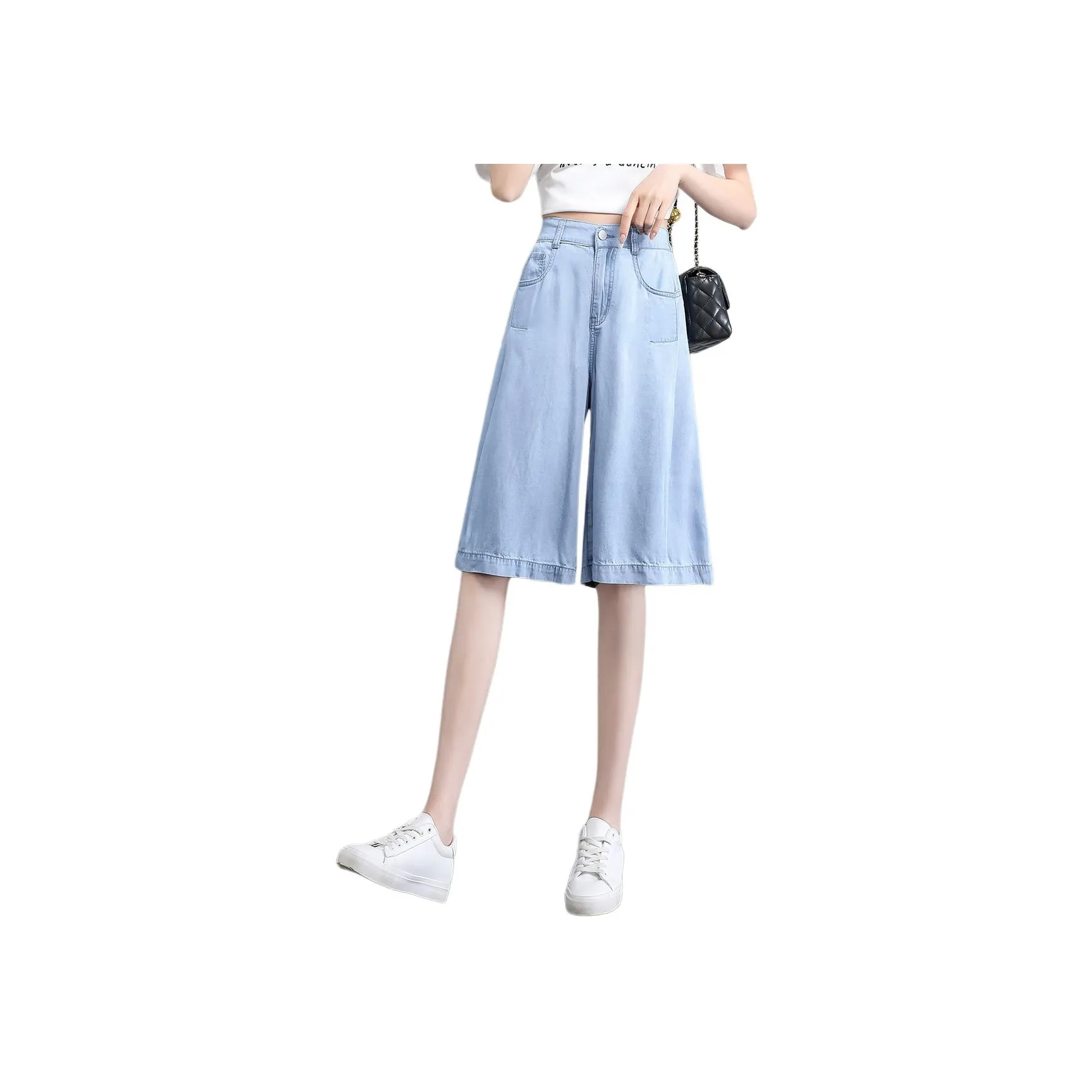 Mo Han Yi Mei Denim Shorts Women's Blue