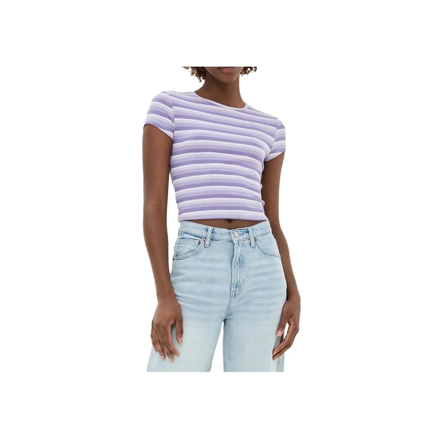 REFORMATION Стандартная футболка женская фиолетовая в полоску