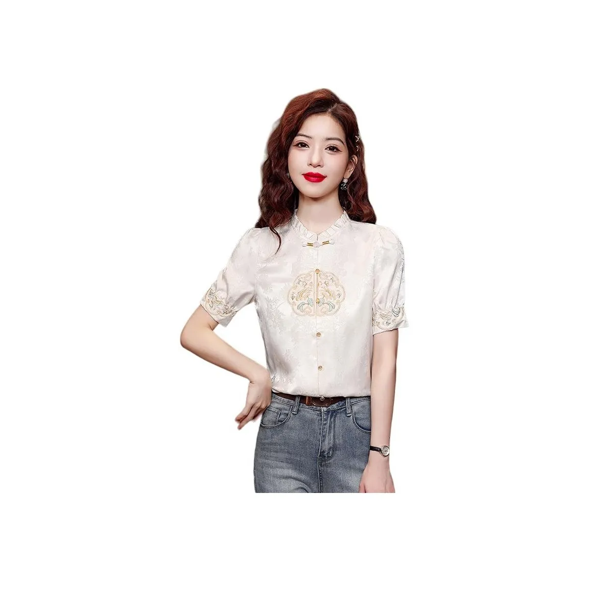 Garbege Абрикос Короткий Рукав Топ Женские Рубашки