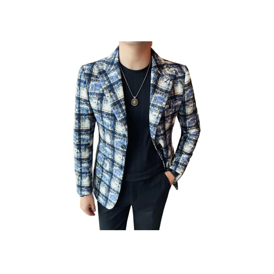 FRQ Синий Клетка Унисекс Деловые Костюмы