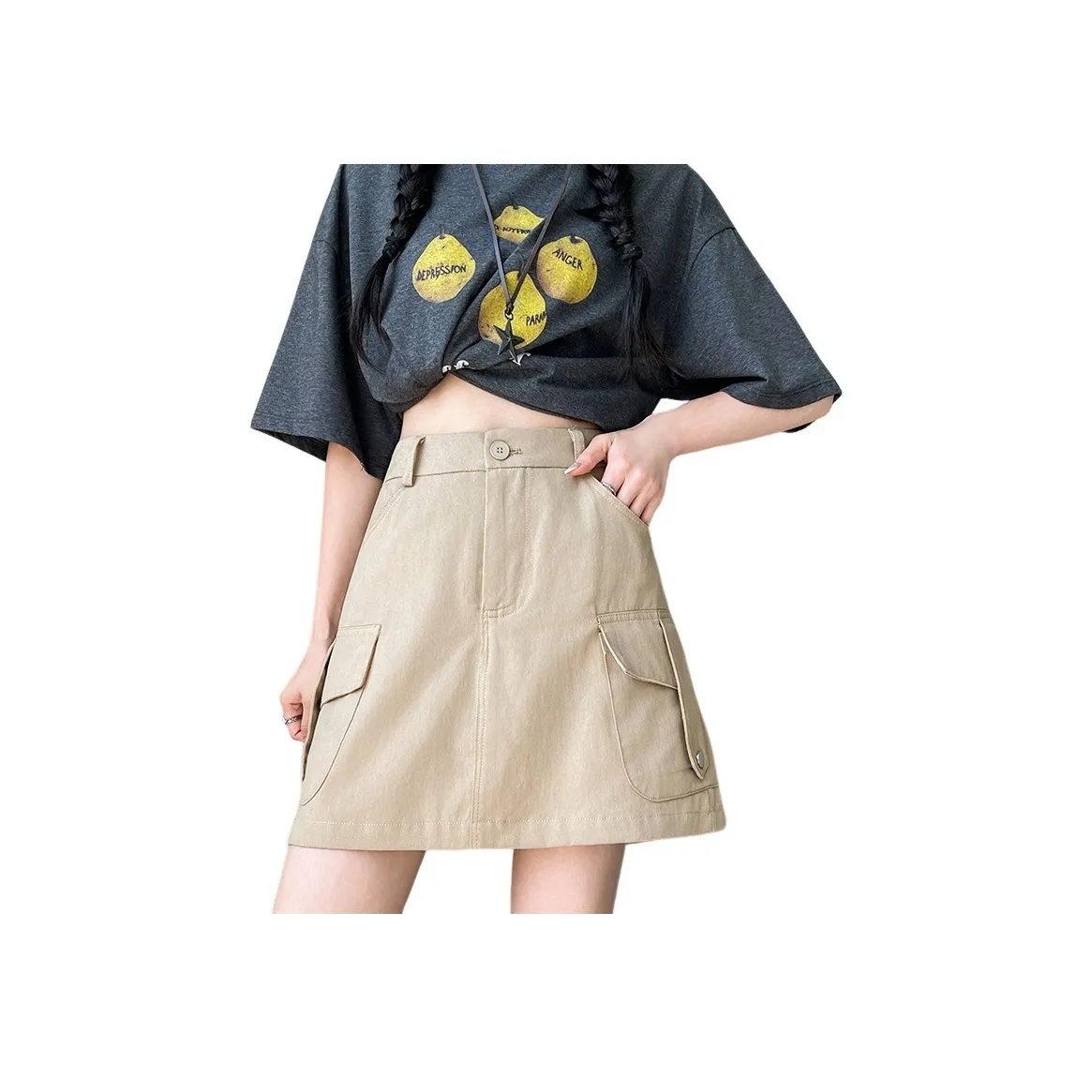 SIXUSICHOU Карго-штаны с короткими юбками Женские