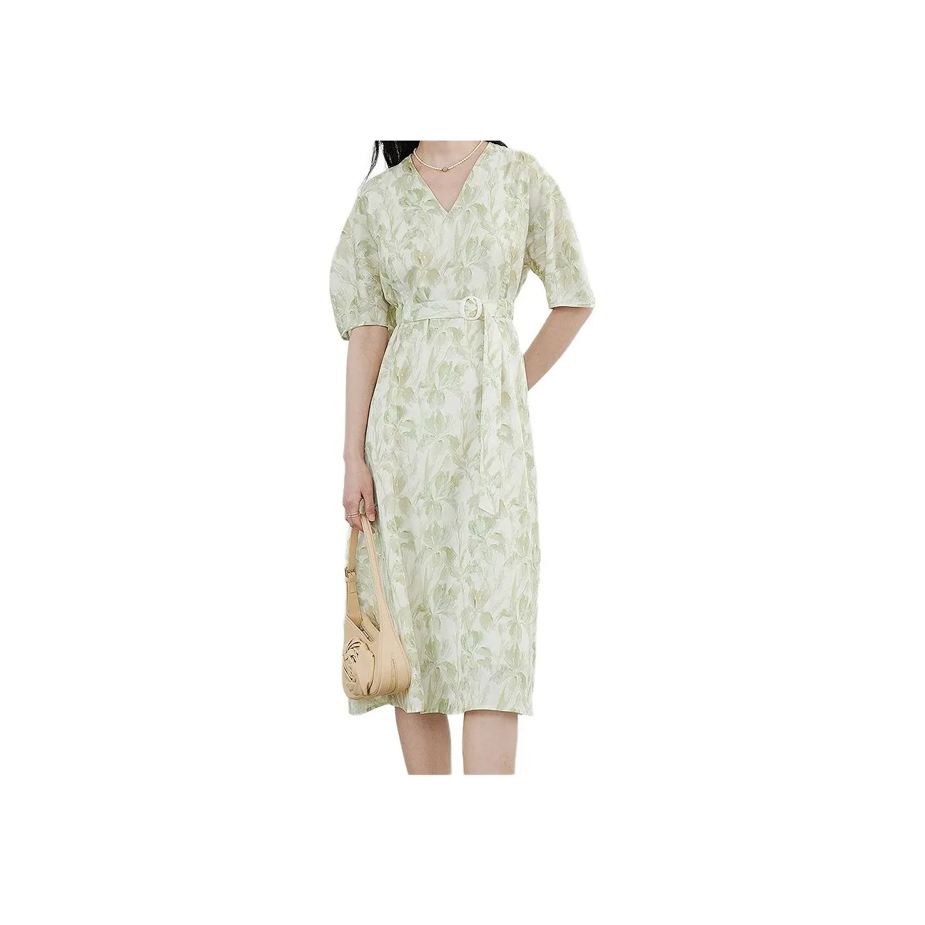 Hopeshow Short Sleeved Dress Women's Green Floral