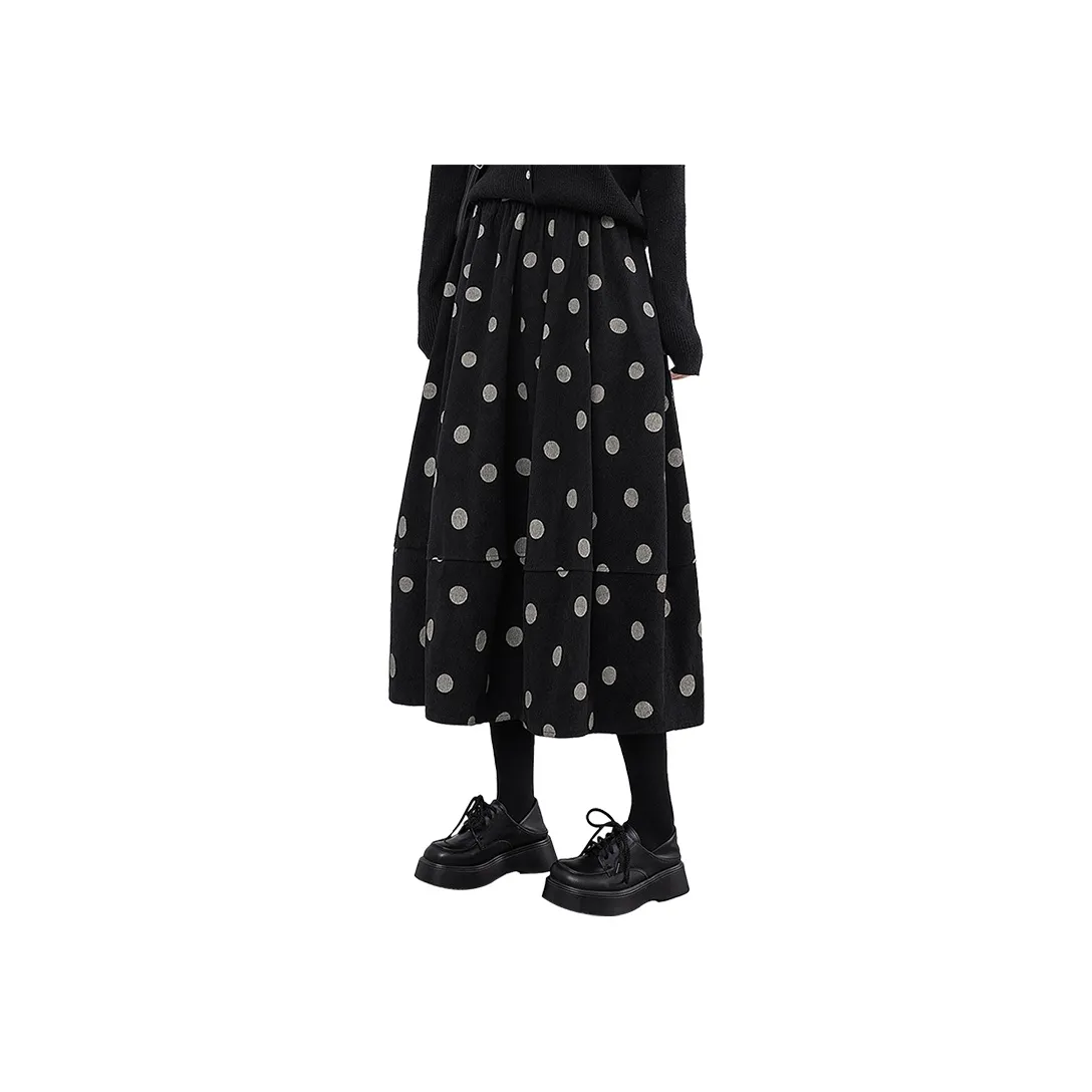 Cypress House Повседневный Длинный Юбка Женские Черный В горошек
