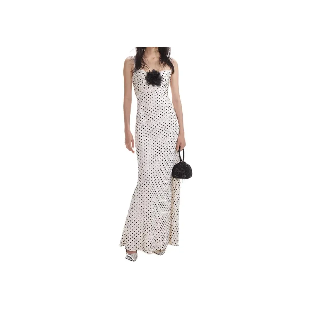 Self-portrait Slip Dresses Women's White Dot Pattern