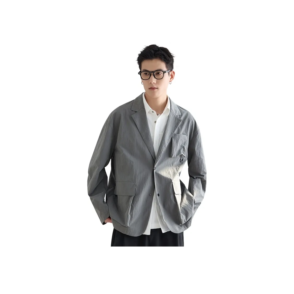 A.B.X Color Block Four Button No Lining Casual Loose Fit Small Business Suit Men's