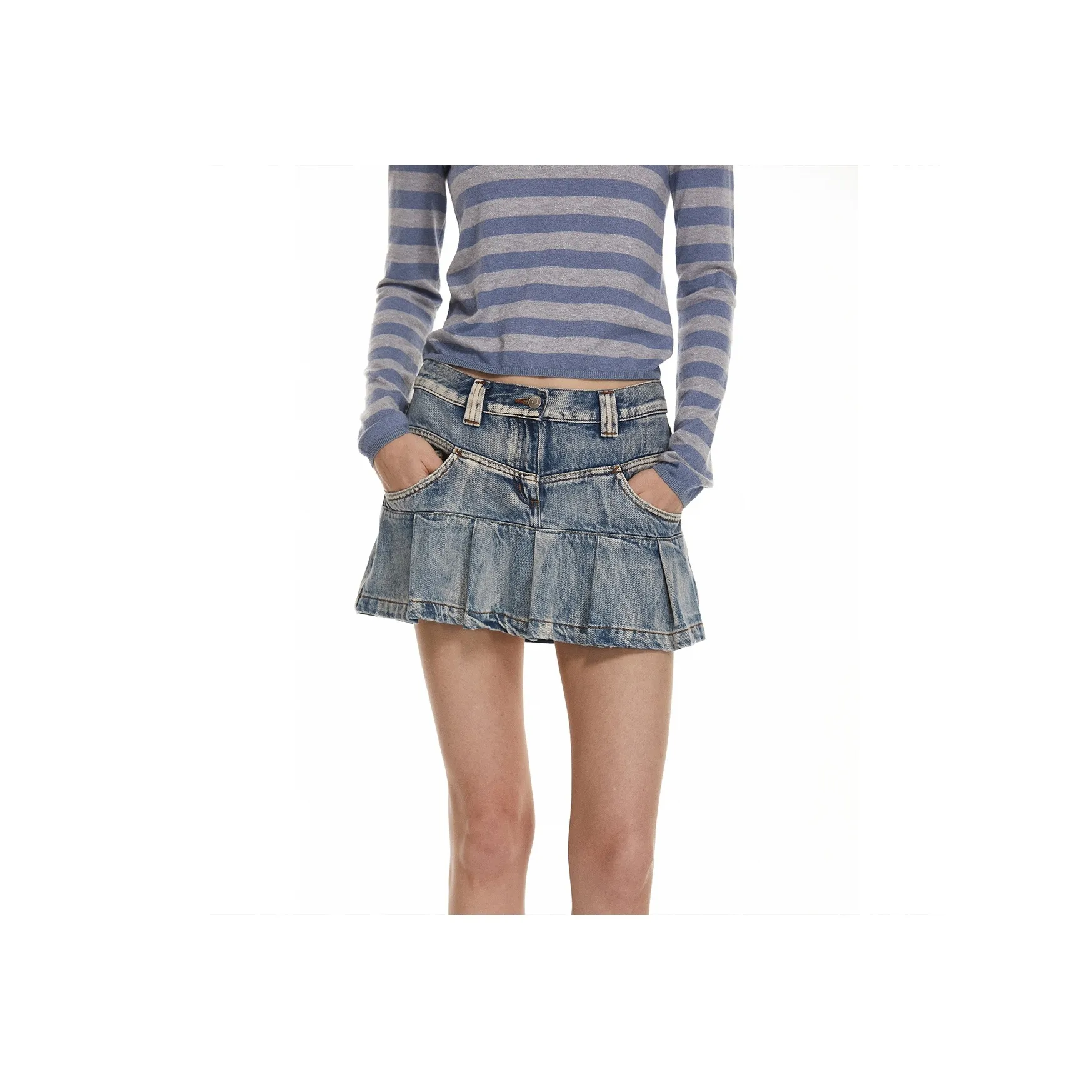 SOLWEIGE Denim Short Skirts Women's Light Washed Blue