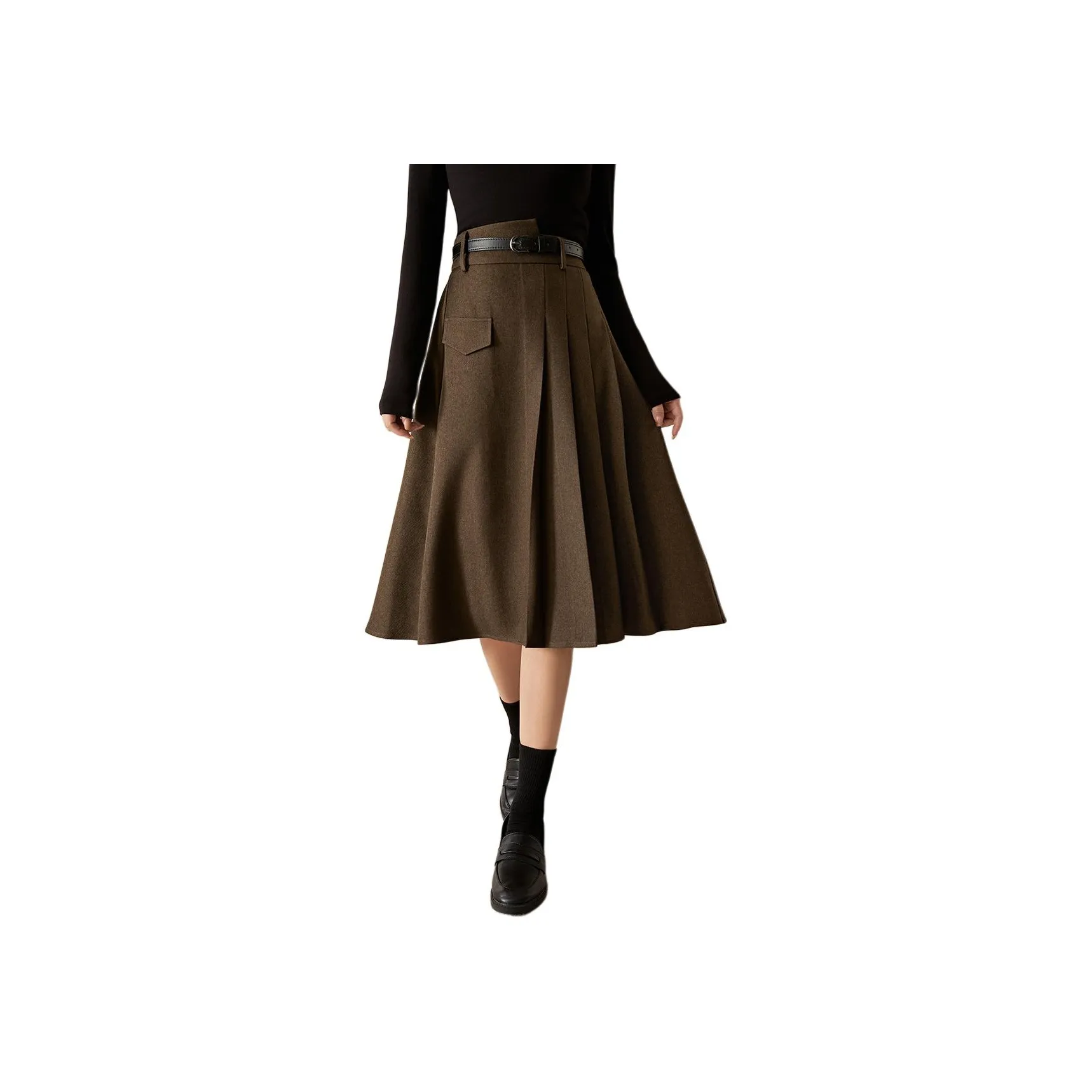 Mo Han Yi Mei Повседневный Длинный Юбка Женская Кофейно-Коричневый