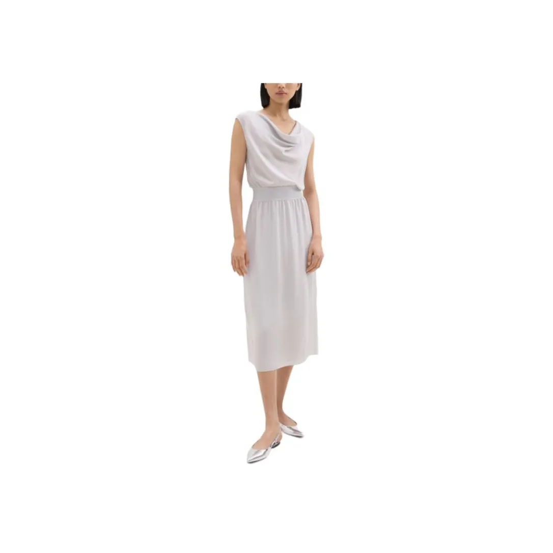 THEORY Sleeveless Dress Women's Silver White