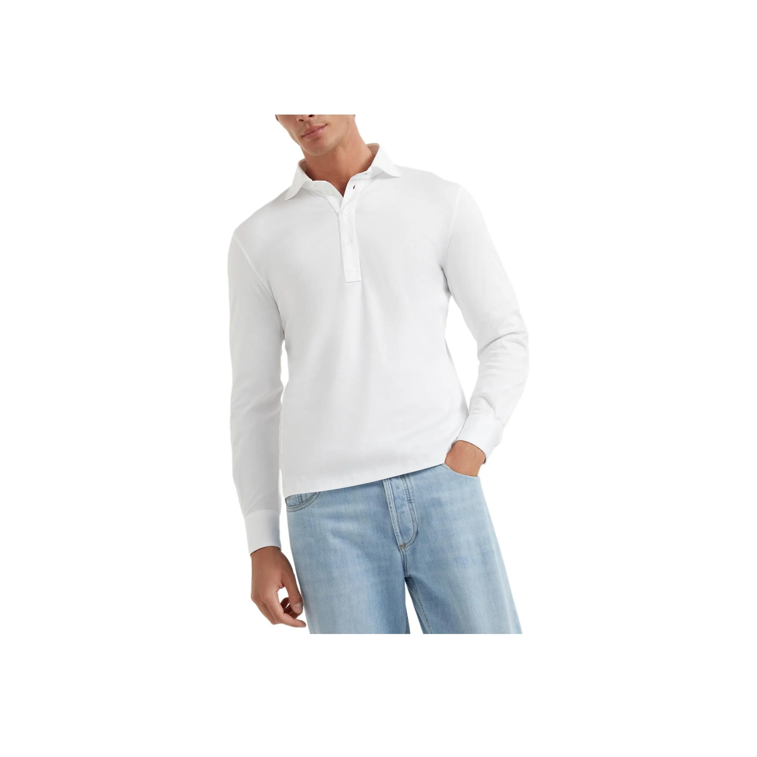 Brunello Cucinelli Long Sleeved Buttoned Polo Shirt