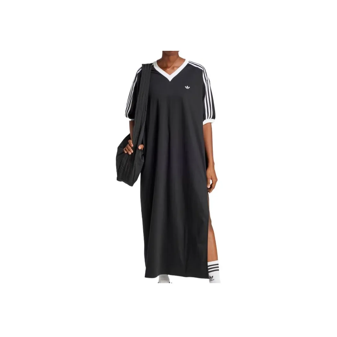 Adidas Originals Короткое платье с короткими рукавами женское черное