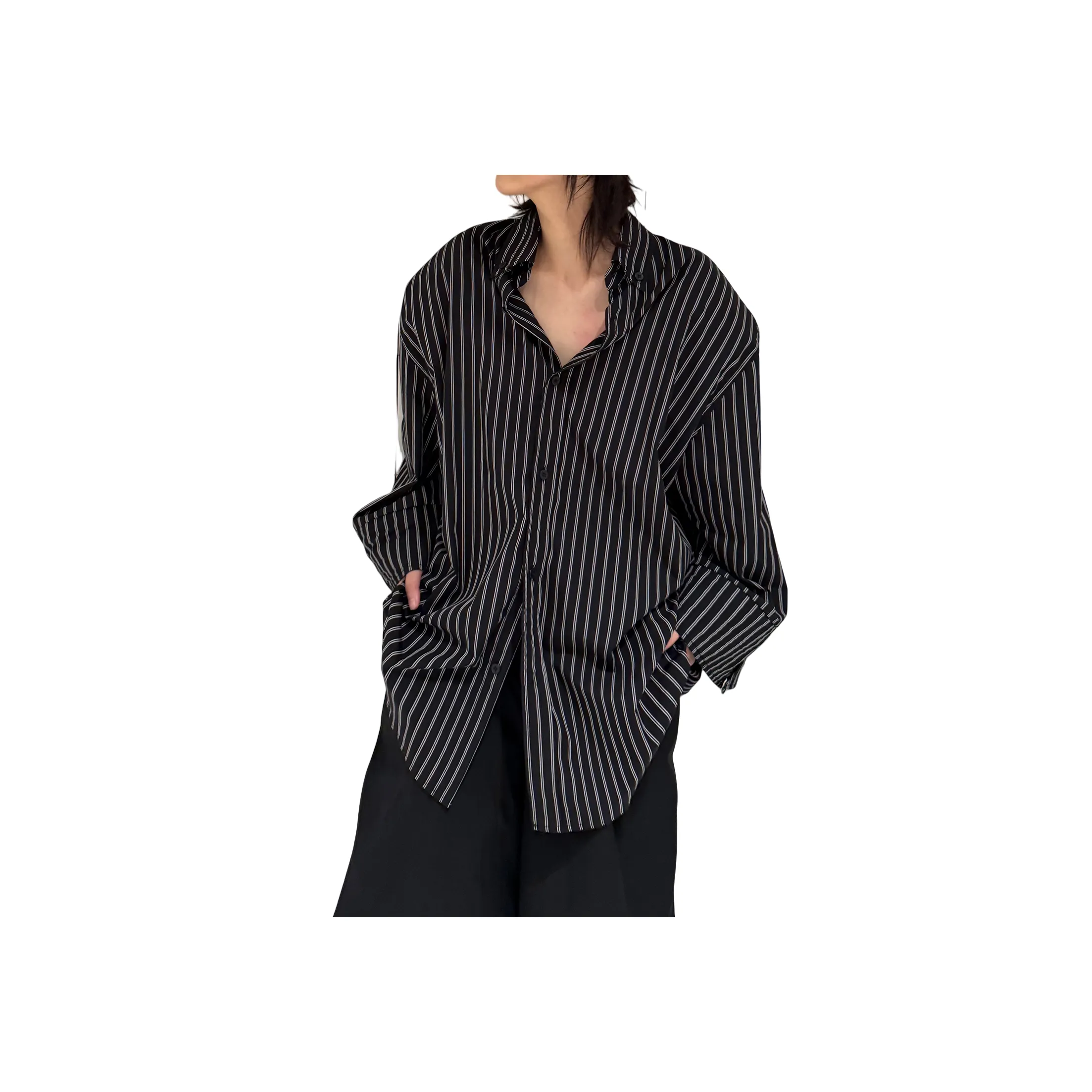 GANGZAI Черные полосы Унисекс Рубашки