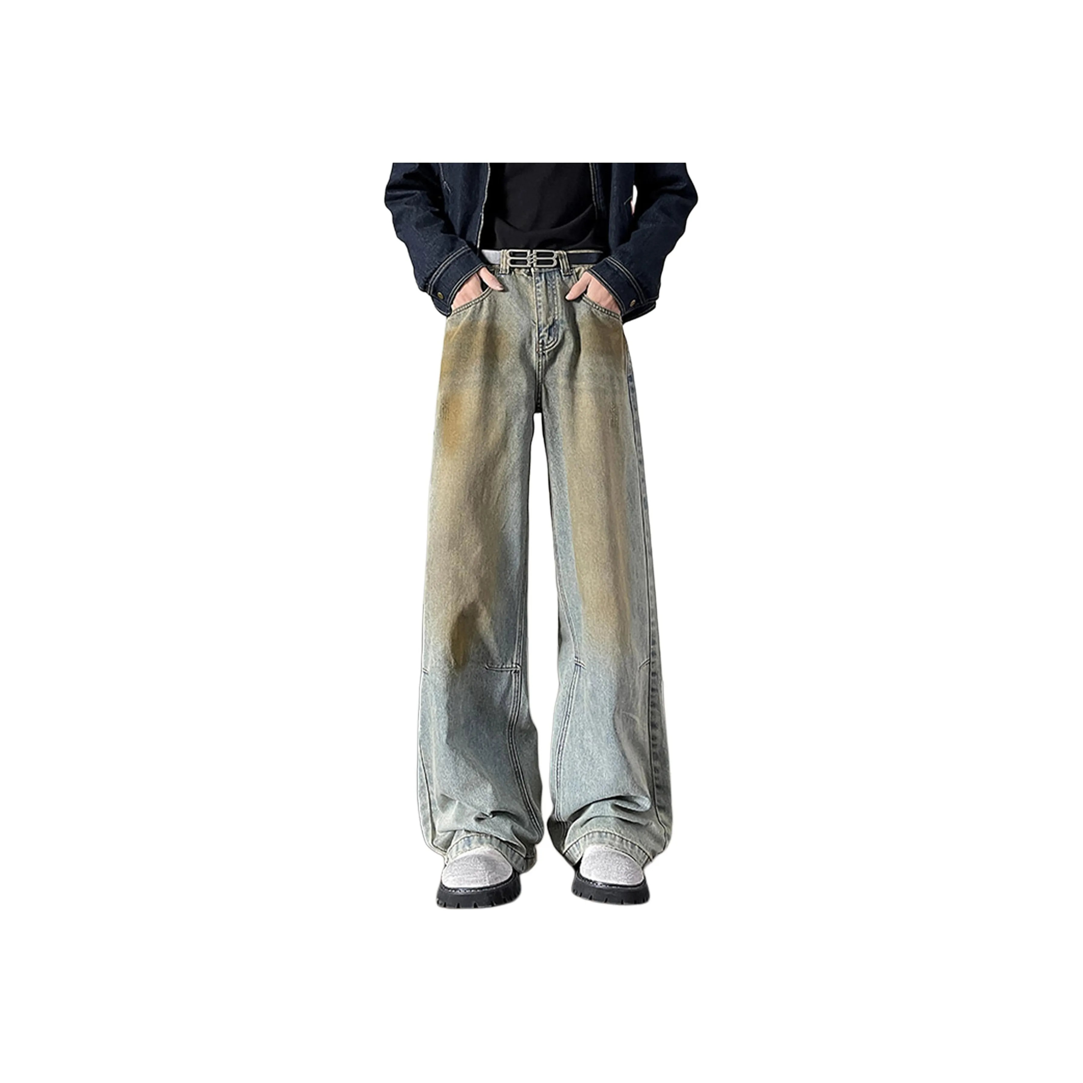 WOKXSS Грязно-желтые унисекс джинсы