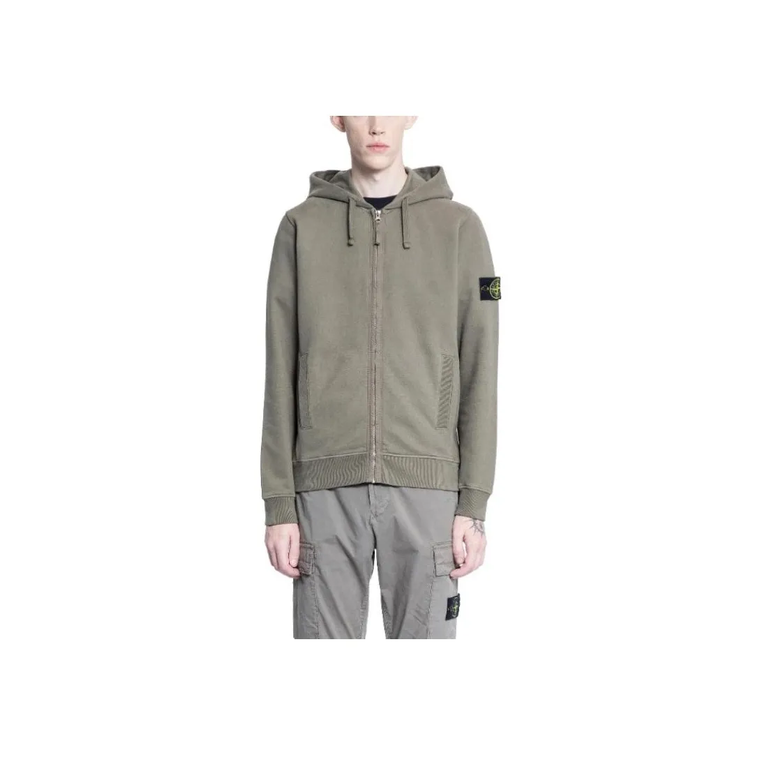 STONE ISLAND Logo Patch Zip-Up Hoodie