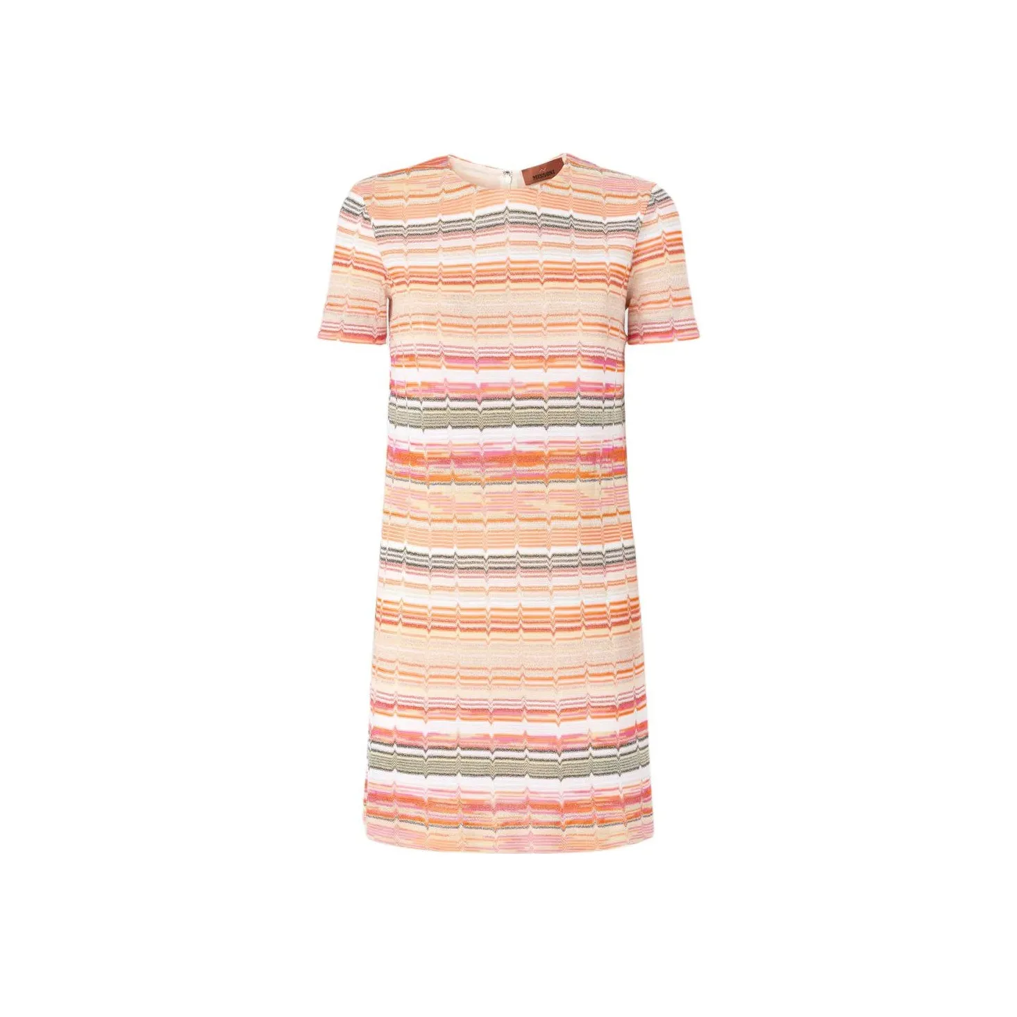 MISSONI Greek Zig Zag Lamé Short Sleeved Mini Dress