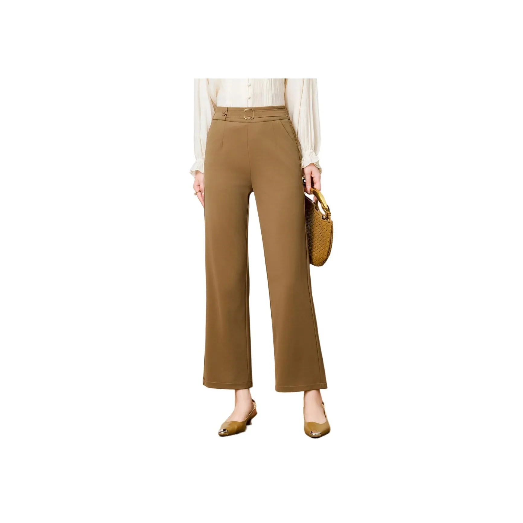 FENHONGMALI Casual Pants Women's Khaki