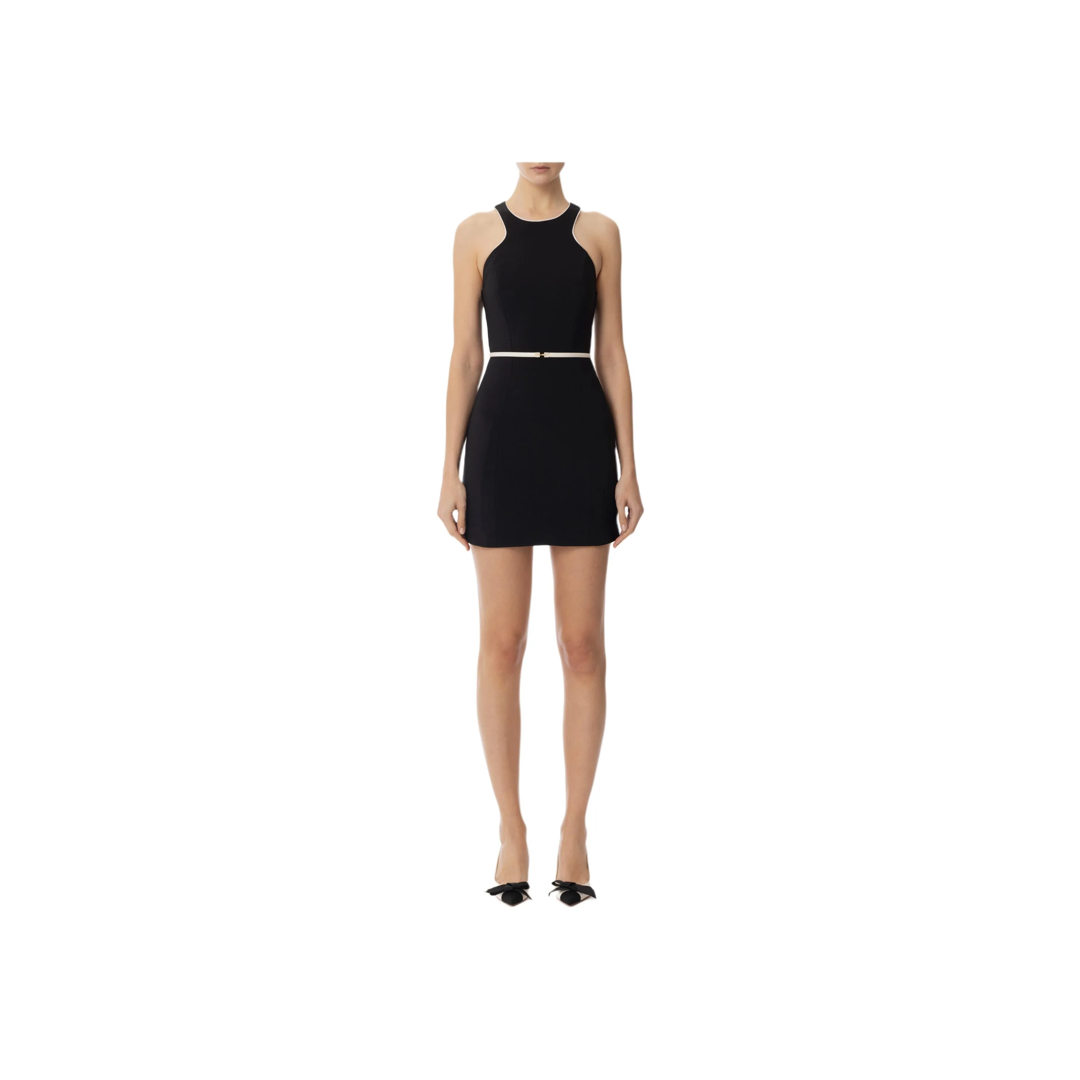 Elisabetta Franchi Contrasted Belt Crêpe Dress