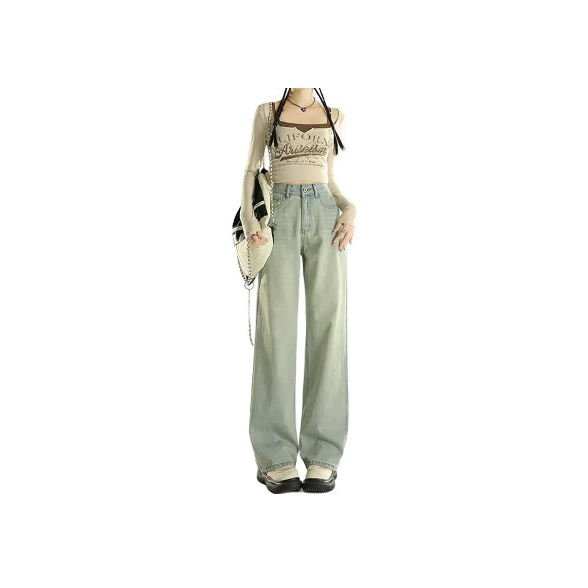 Concubine Zhu Jeans Women's Jadeite Green