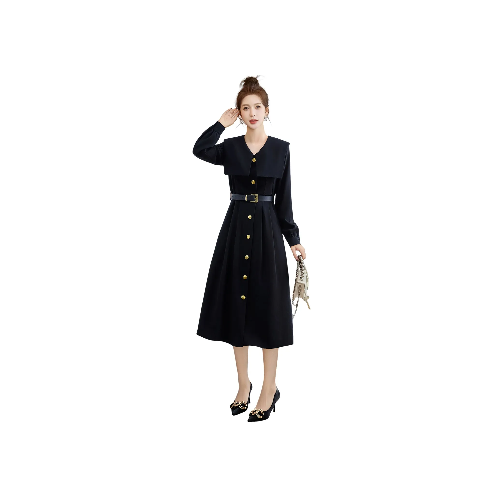 Cypress House Длинное платье с длинными рукавами женское