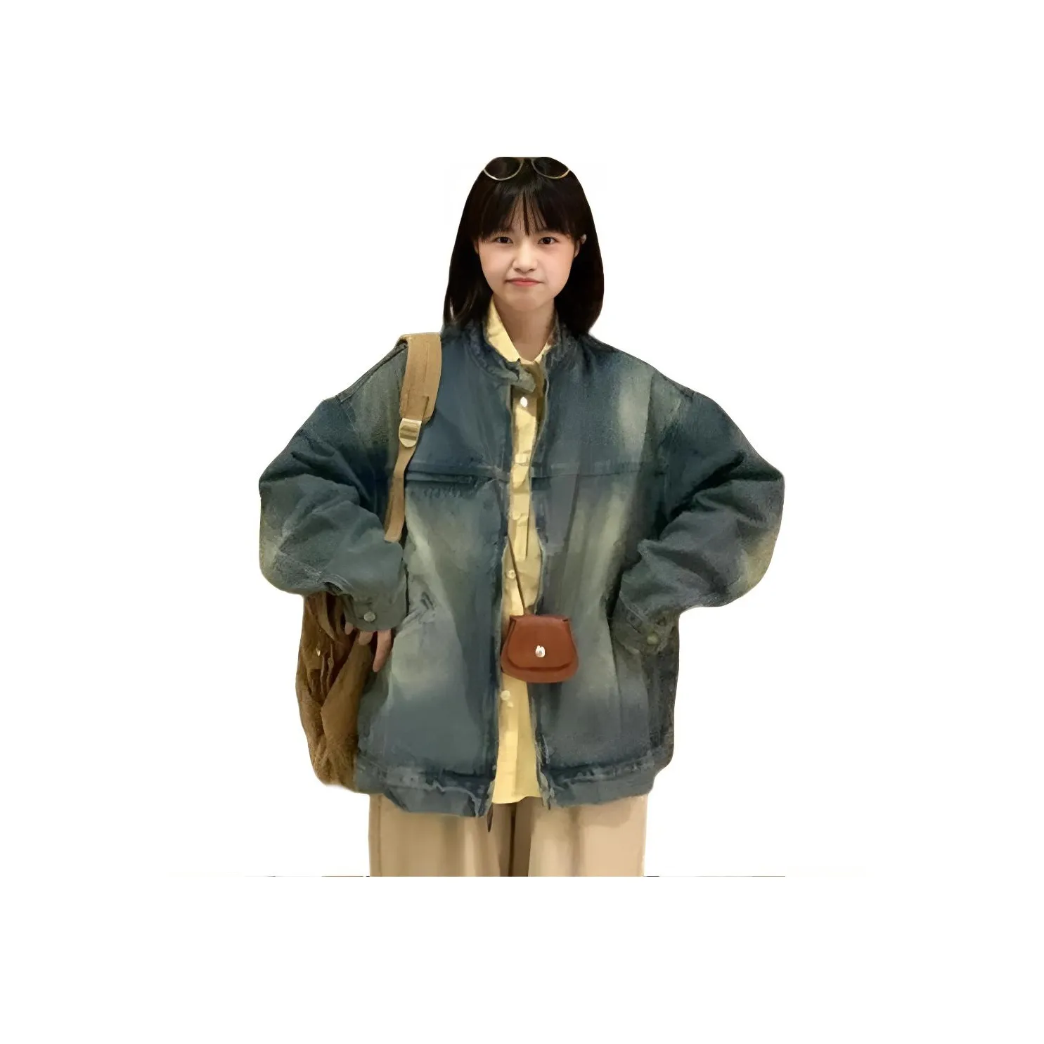 KULAIYA Denim Jacket Women's Wasteland Blue KULAIYA Деним Куртка Женская Wasteland Синий