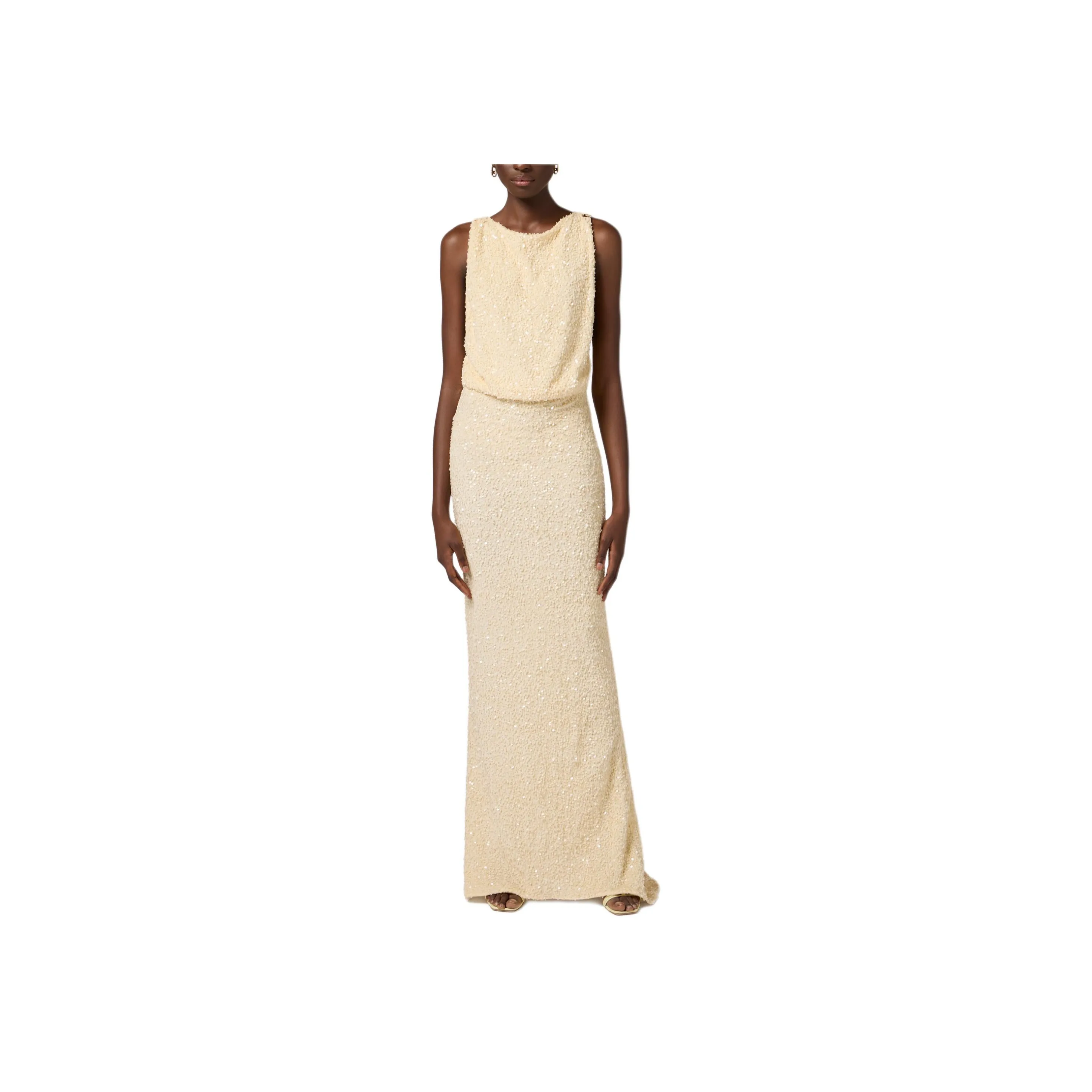 Elisabetta Franchi Logo Detailed Sequins Red Carpet Dress