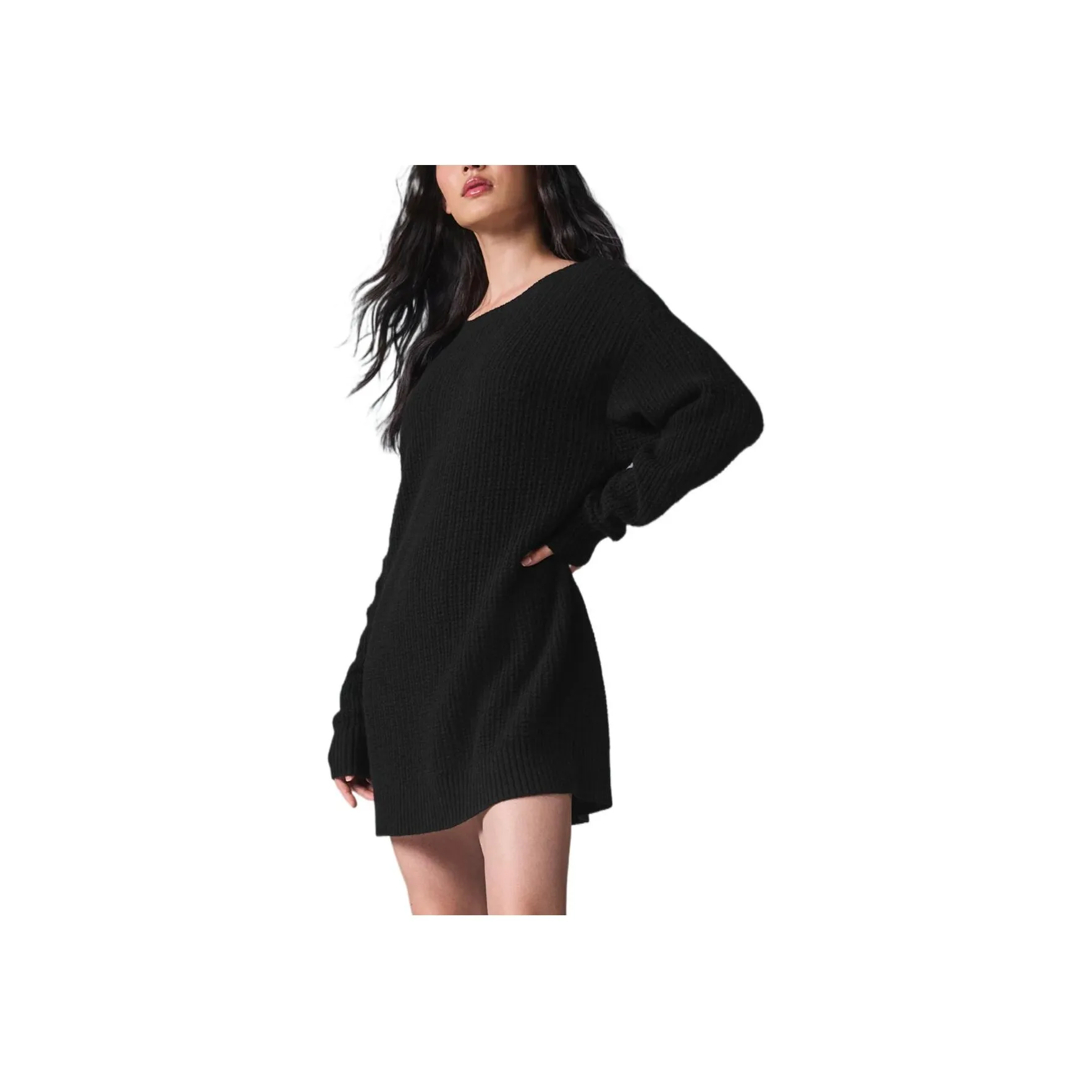 Alo Yoga Cashmere Plush Waffle Dress Long Sleeved Dress Women's