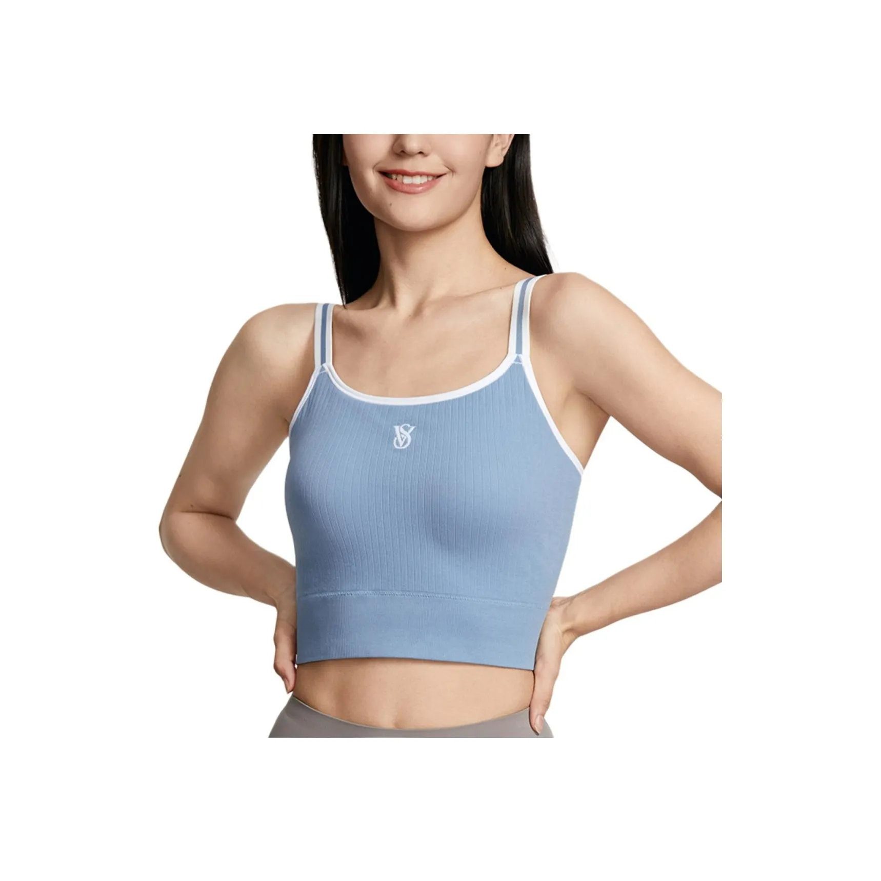 Victoria's Secret Classic Logo Elastic Strap /WED Bra Women's Washed Denim Blue