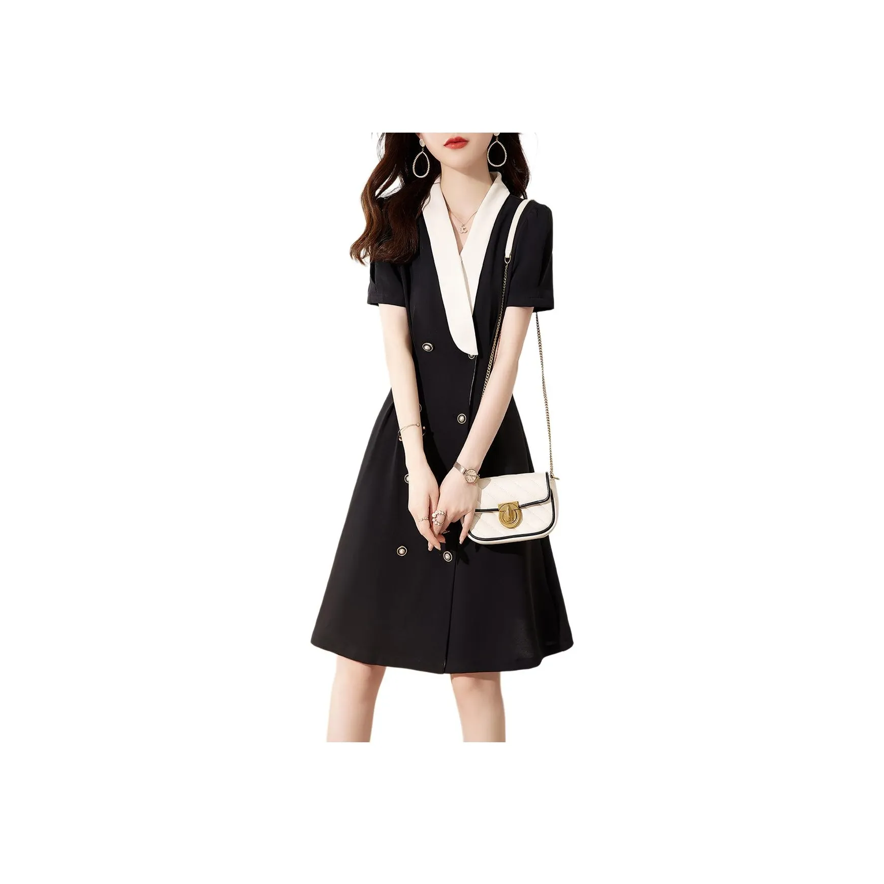 XWI Short Sleeved Dress Women's Elegant Black