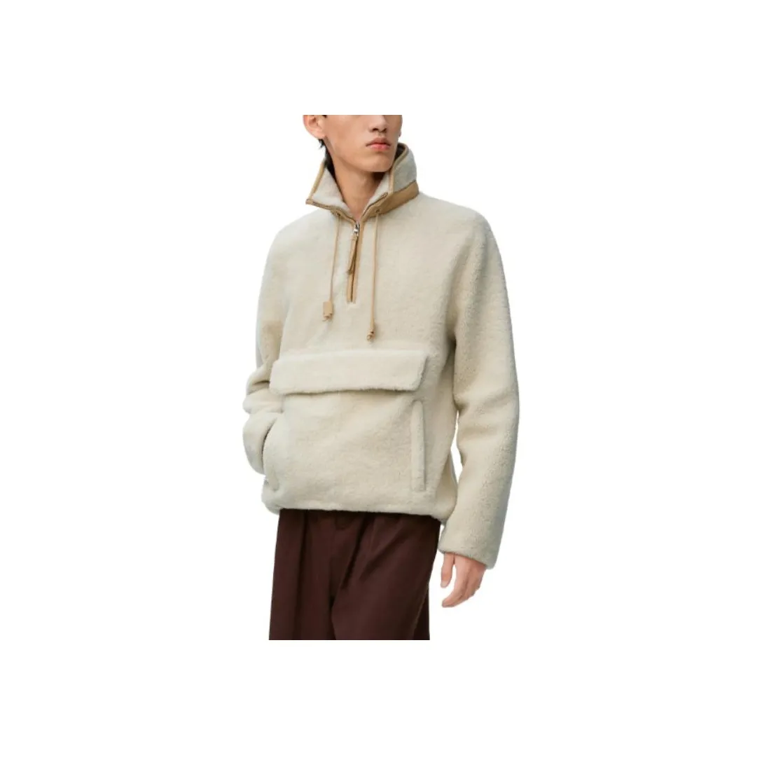 LOEWE Shearling Windproof Jacket Jackets Coats Men's Light White