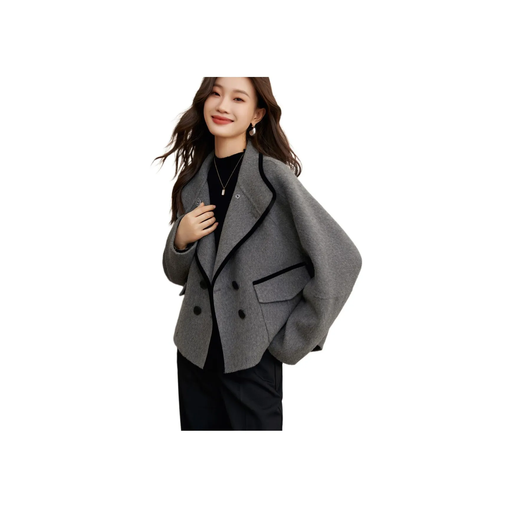 Mo Han Yi Mei Пальто Женское Средне-Серое