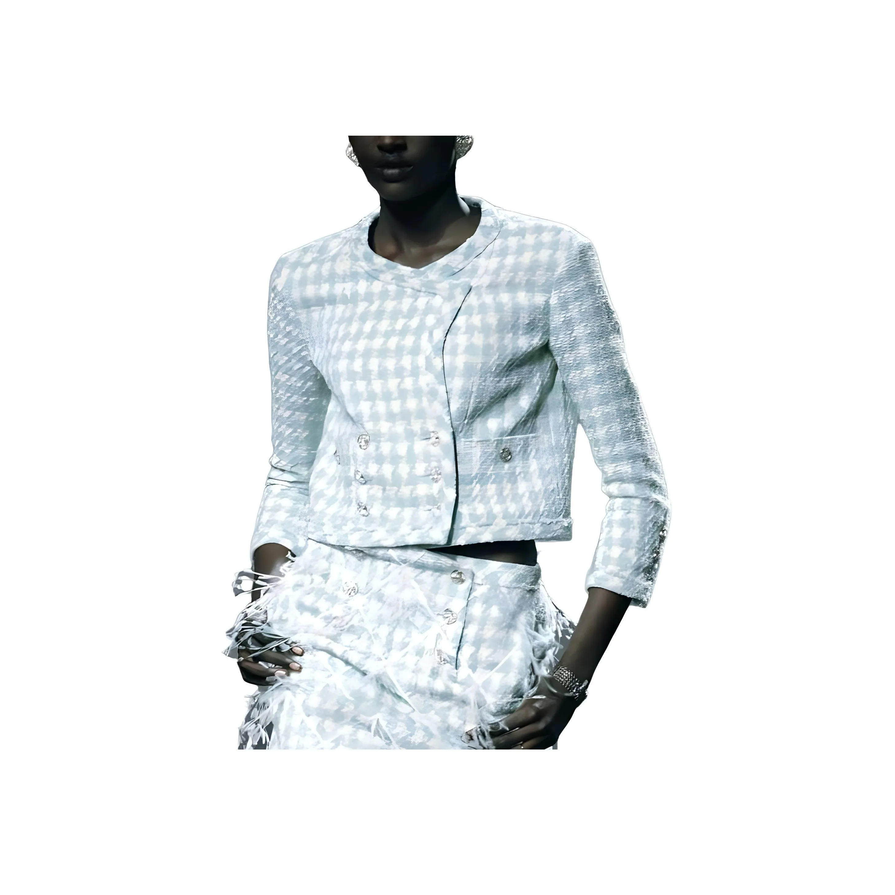 CHANEL Jackets Coats Women's Light Blue