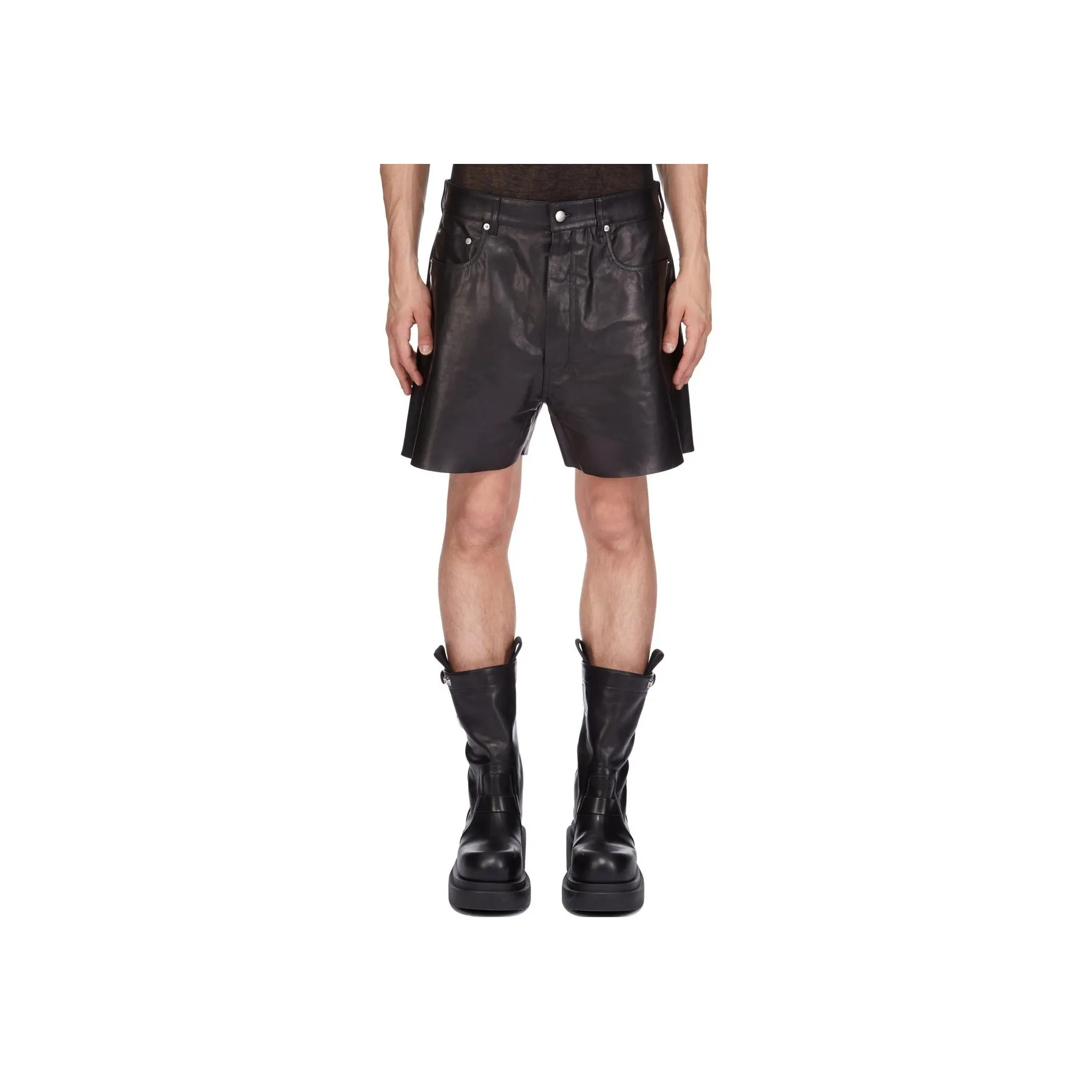 RICK OWENS Geth Cutoffs Leather Shorts