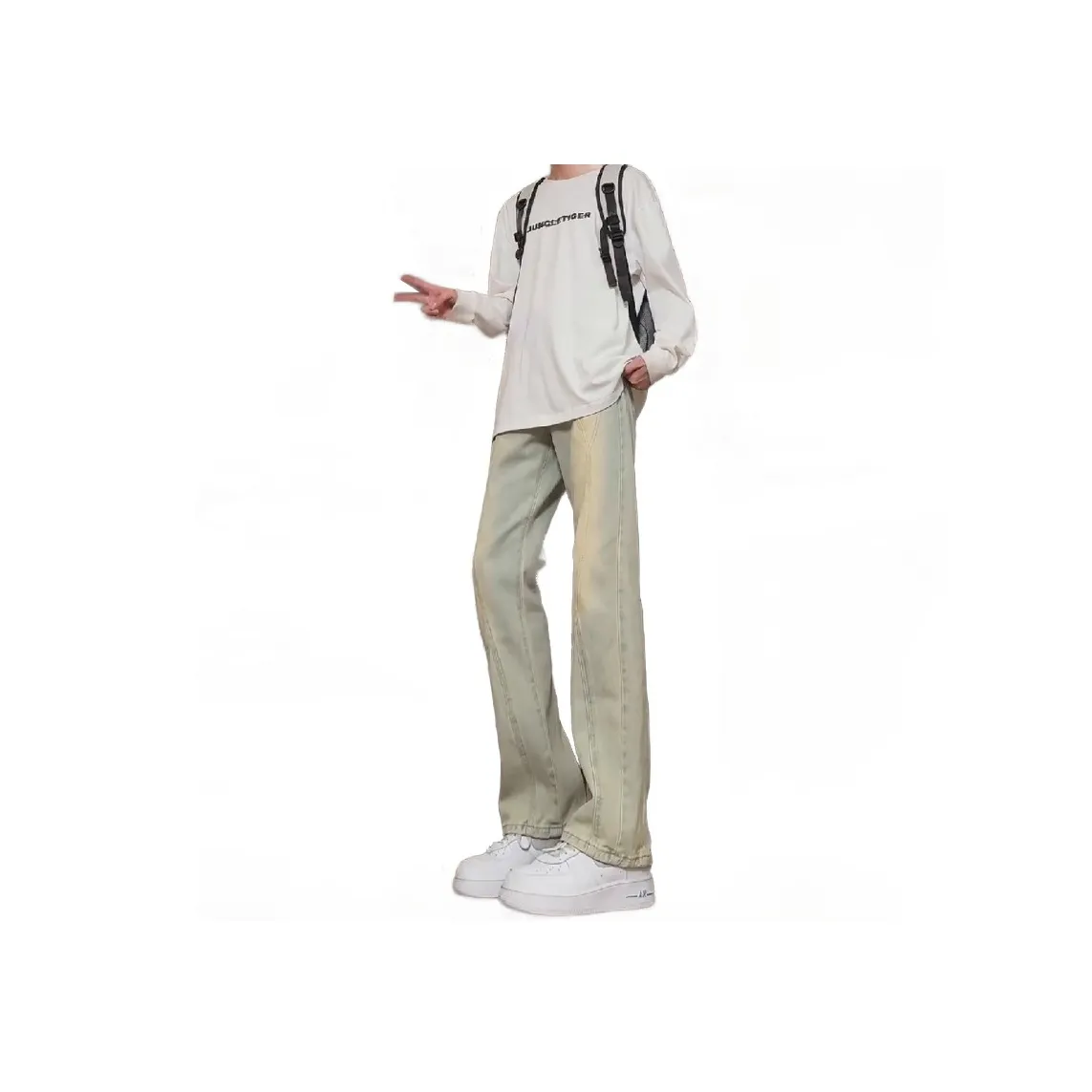 UPXIW Jeans Unisex Yellow Mud