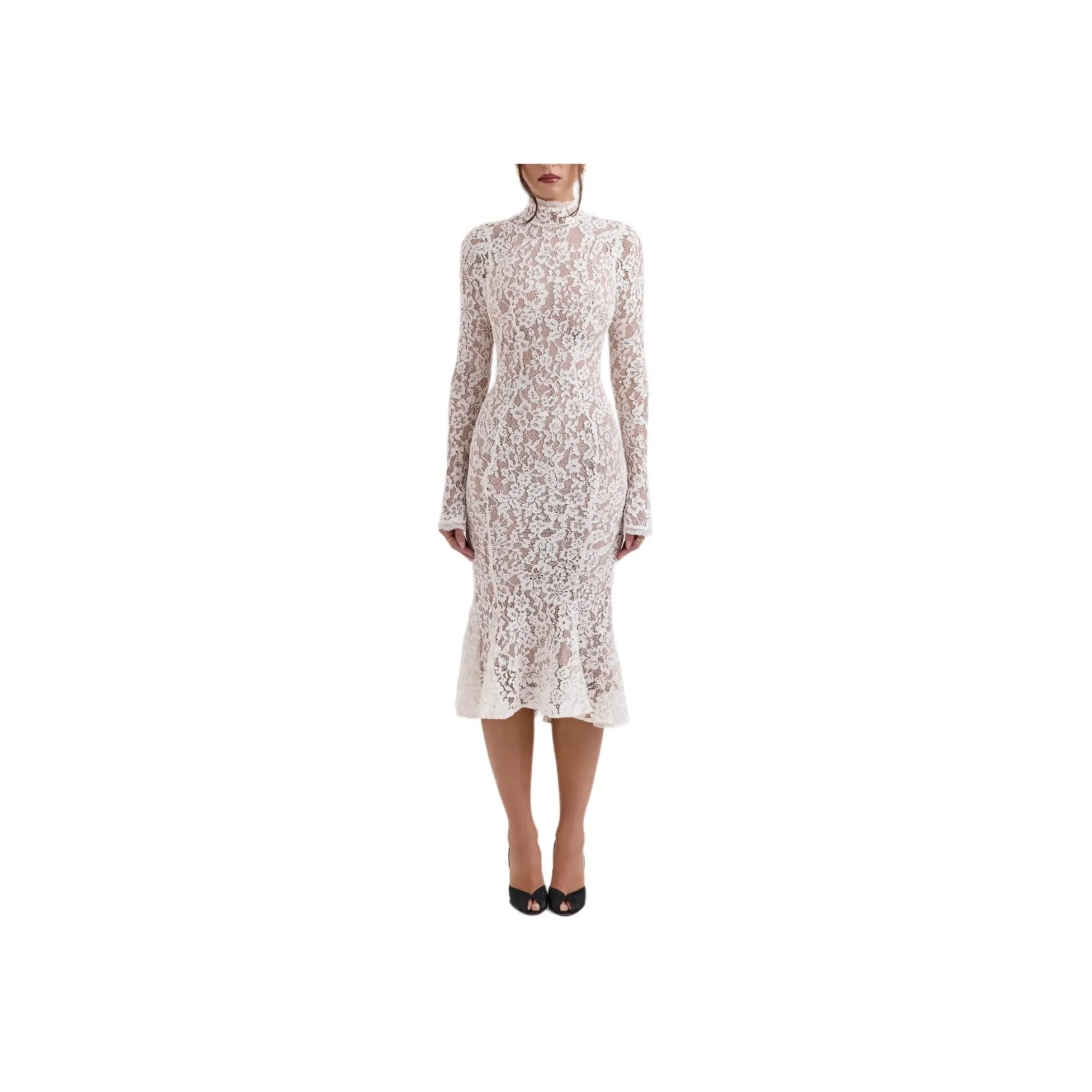 HOUSE OF CB Sophia Long Sleeved Dresses Women's Ivory/Ivory White